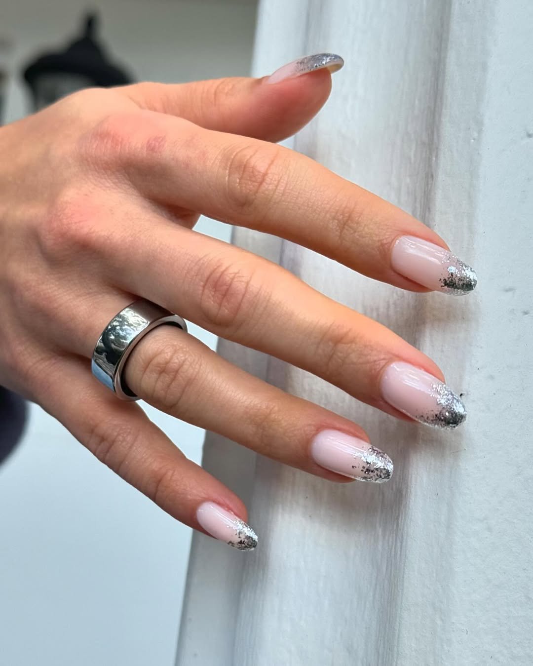 Silver gradient dry manicure Tampa design for a Westchase client